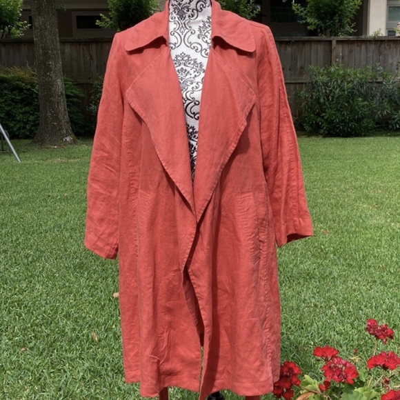 100% Linen Wrap Pocket Jacket - Picture 2 of 9
